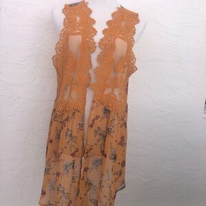 Lace sheer vest